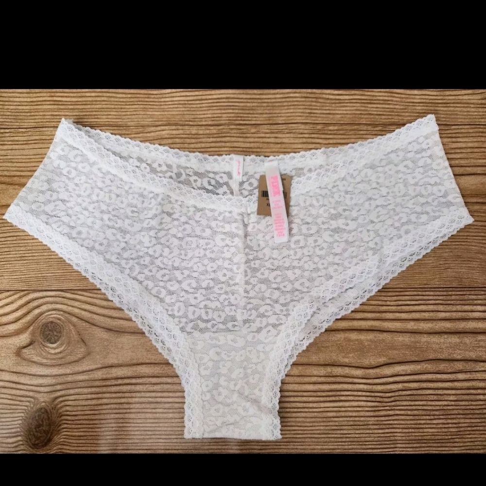 NWT PINK Victoria's Secret Lace Cheekster Coverage Panties Size XL Color White